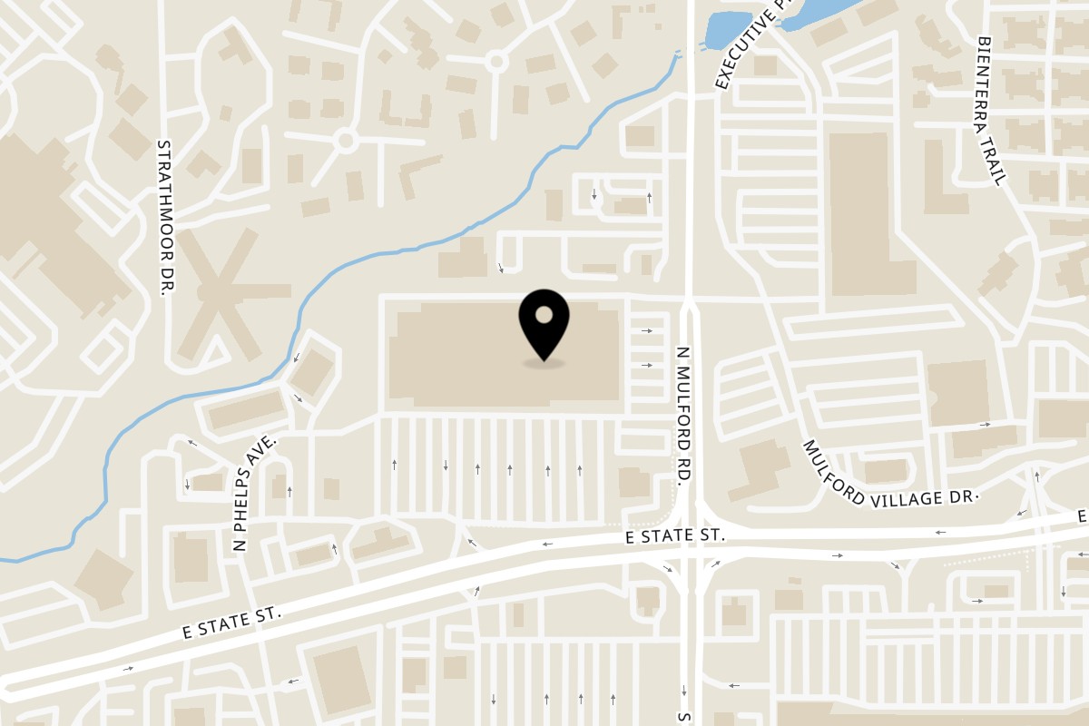 Map showing the location of El Rinconcito De Sabores Latinos on 5880 E State St in Rockford